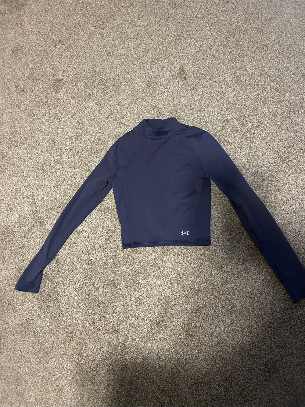 Under Armour purple Mock Neck Cropped Long Sleeve workout top